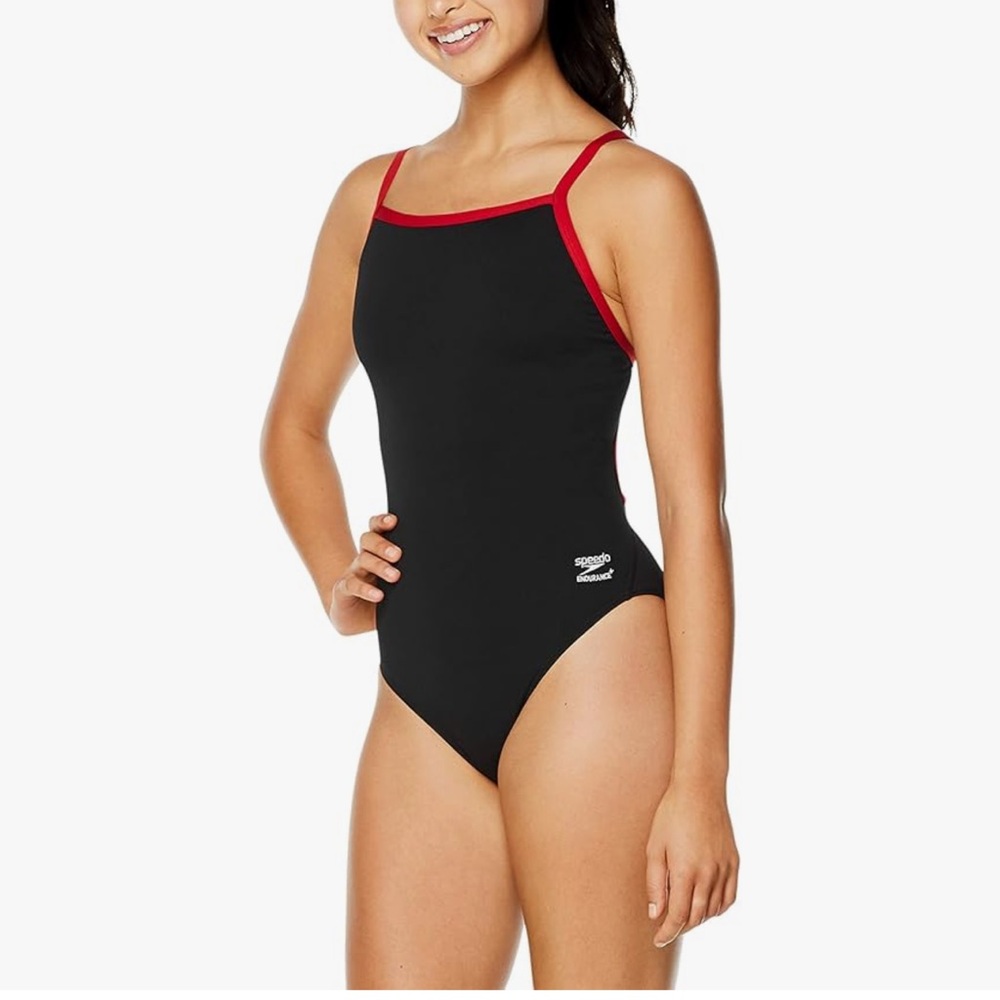 Speedo endurance Women's Black and Red Swimsuit